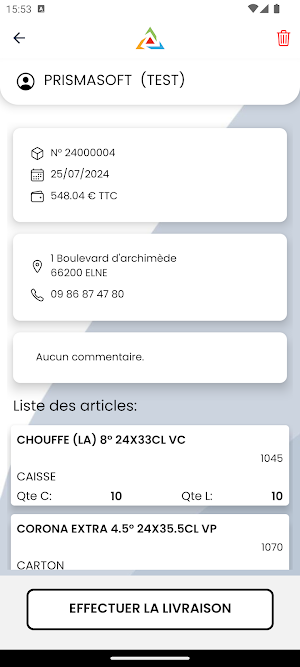 PrismaLivraison Screenshot 2