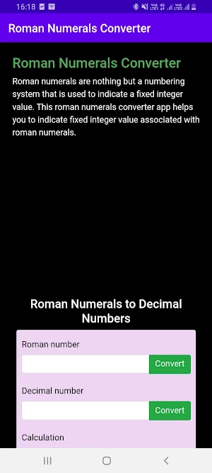 Roman Numerals Converter Screenshot 0
