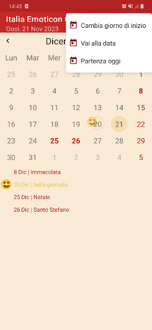 Italia Emoticon Calendario Screenshot 3