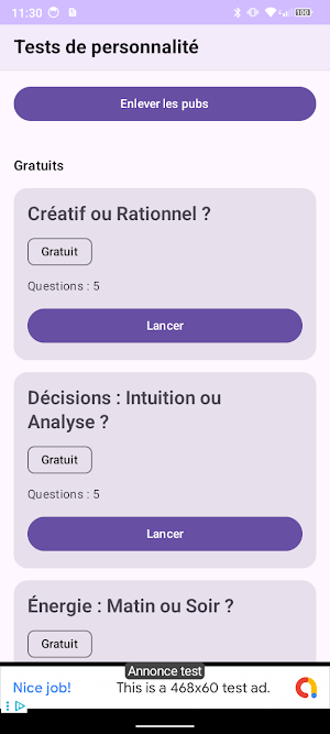 Test Personnalité Quiz psycho Screenshot 0