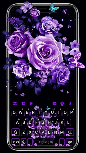 Purple Rose Bouquet Keyboard Background Screenshot 0