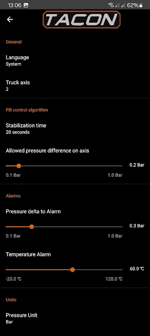 TACON - TPMS (Tire pressure) Screenshot 1