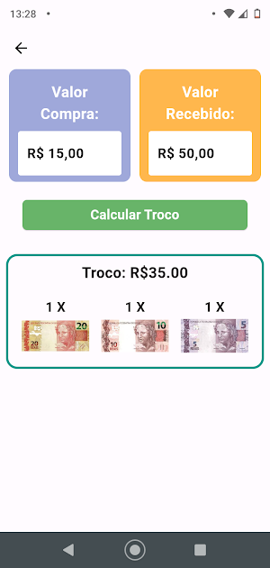 Calculadora de Troco Screenshot 2