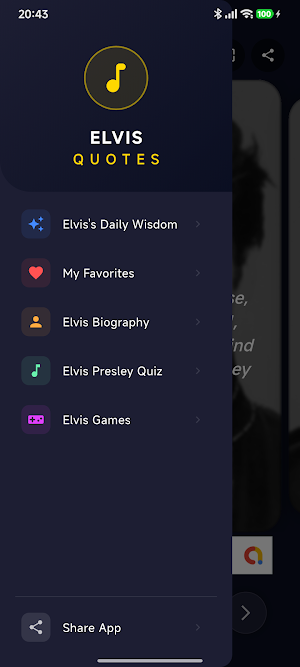 Fan App: Elvis Quotes & Quiz Screenshot 1
