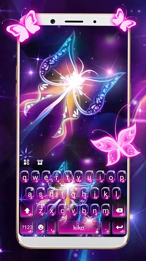 Neon Butterfly Keyboard Theme Screenshot 0