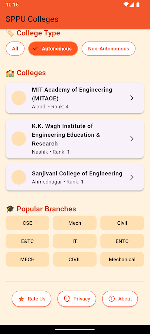 SPPU COLLEGES Screenshot 2