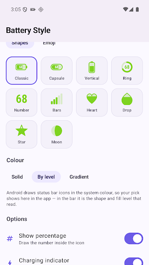 Battery Style: Status Bar Icon Screenshot 2