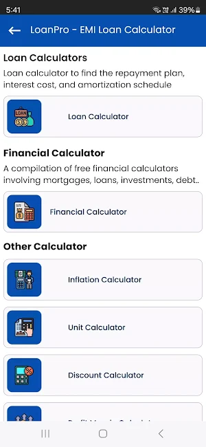 LoanPro - EMI Loan Calculator Screenshot 1