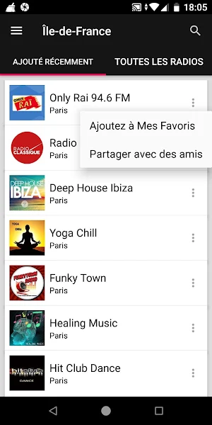 Stations Radio de Île-de-Franc Screenshot 1