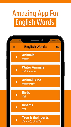 Daily Words English to Punjabi Screenshot 0