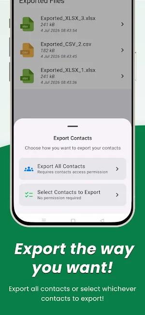 Contacts to XLSX - Excel Sheet Screenshot 1
