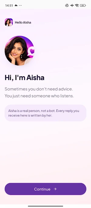 Hello Aisha: Real Human Chat Screenshot 0