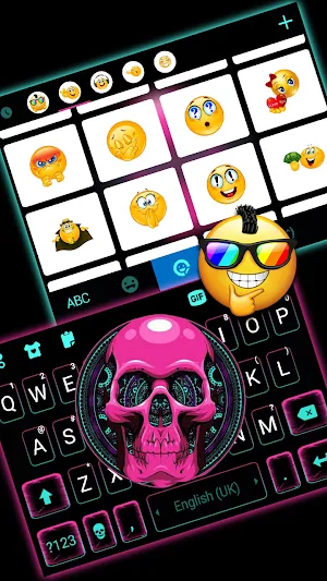 Pink Skull Pattern Keyboard Background Screenshot 2