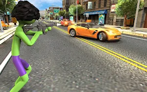 Green Monster Stickman Rope Hero Crime Simulator Screenshot 2