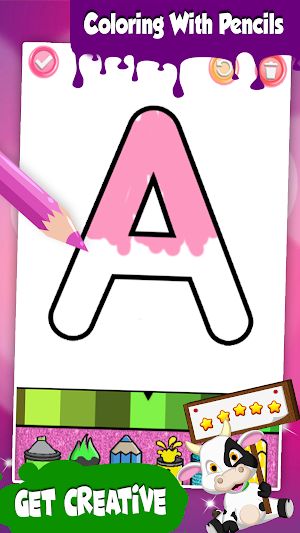 Alphabets Coloring book Glitter and Fireworks Screenshot 1