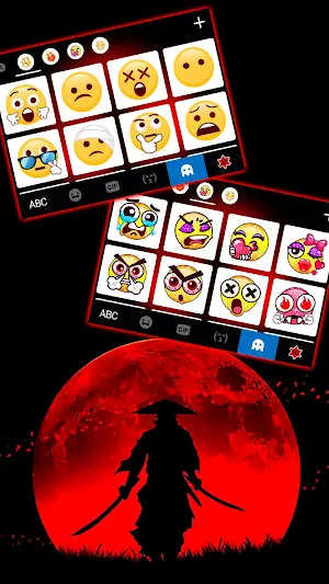 Red Moon Samurai Keyboard Background Screenshot 3
