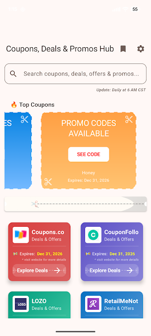 Coupons, Deals & Promos Hub Screenshot 0