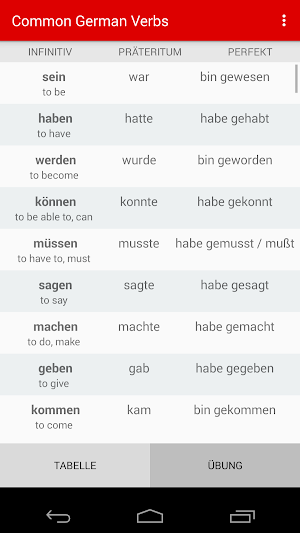 Top 100 German Verbs ( Präteritum / Perfekt ) Screenshot 0