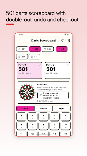 Darts Scoreboard: 501 Screenshot 1