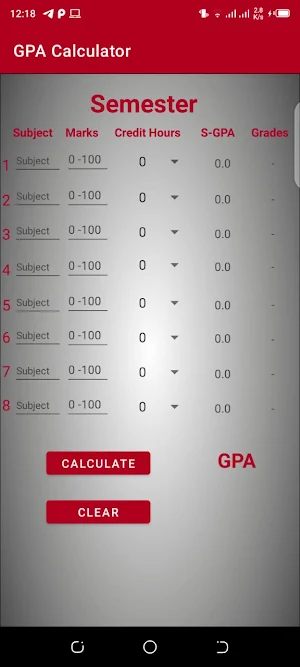 GPA/CGPA calculator Screenshot 1