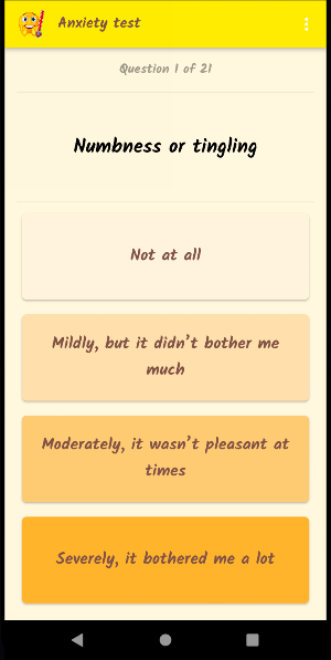 Anxiety Test Screenshot 1
