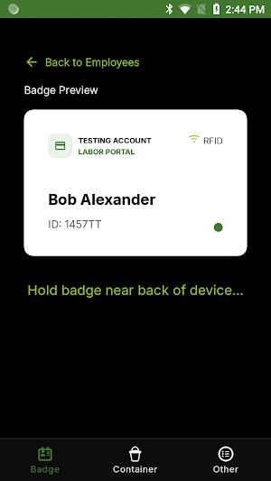 RFID Badge Registration Screenshot 1