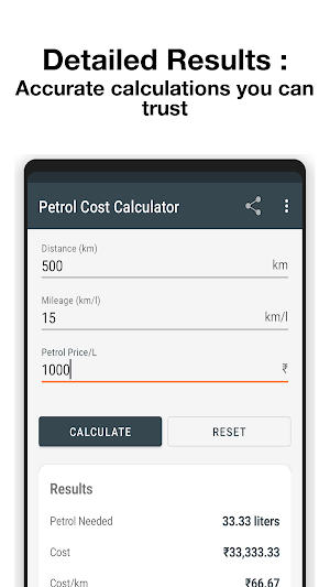 Petrol Cost Calc Screenshot 2