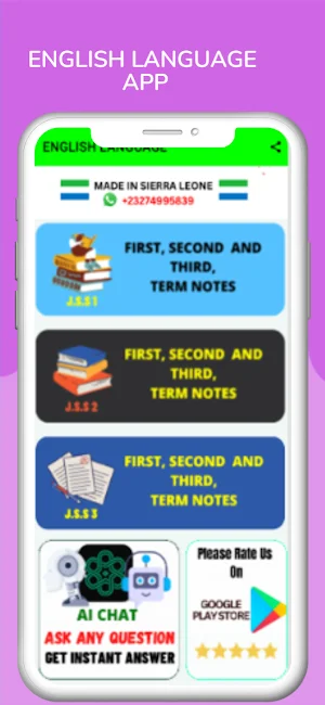 English Language Note JSS1-3 Screenshot 0
