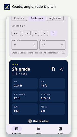 Slope Calculator: Rise & Run Screenshot 2
