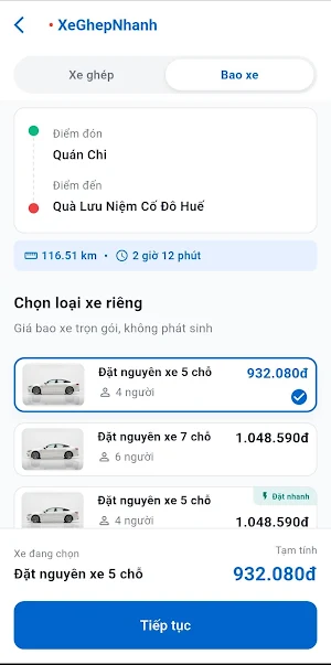 Xe Ghép Nhanh - Đặt xe Screenshot 1