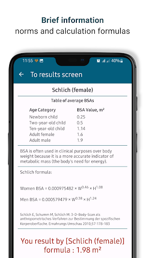 Simple BSA Calculator Screenshot 3