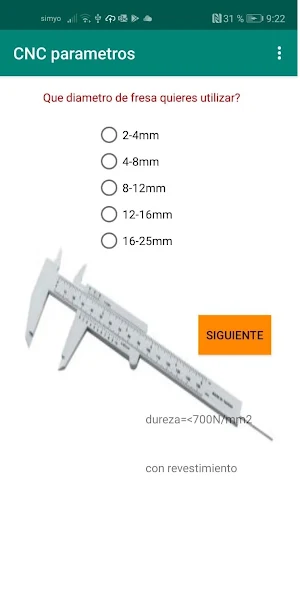 CNC parameters Screenshot 2