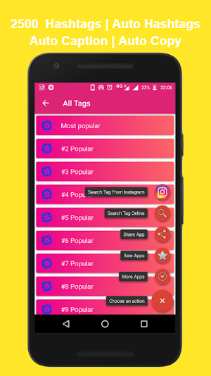 HashTags for Instagram Facebook Twitter Like App Screenshot 2