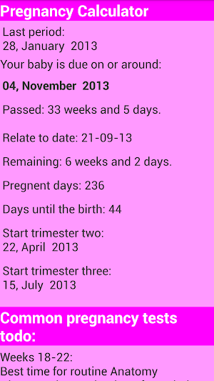 Pregnancy calculator Screenshot 1