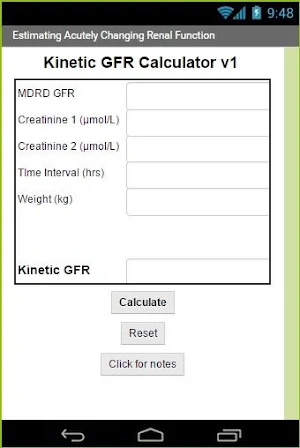Kinetic GFR Calculator Screenshot 0
