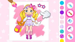 Girl Coloring Book Kids Games Screenshot 0