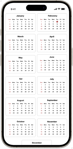 13 Month Fixed Calendar Screenshot 0