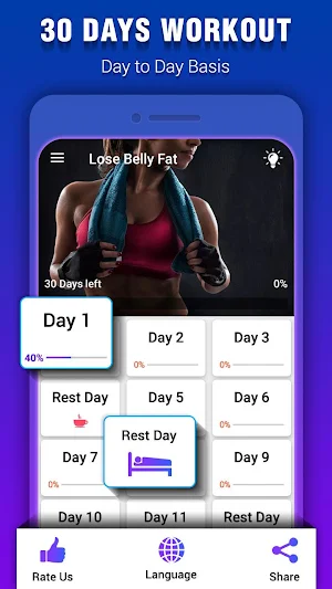 Belly Fat Burning Workouts: Lose Belly Fat 30 Days Screenshot 1
