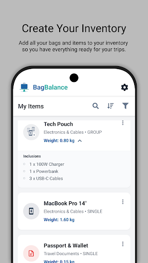 BagBalance: Trip Packing Screenshot 1