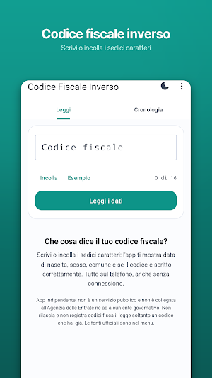 Codice Fiscale Inverso Screenshot 0