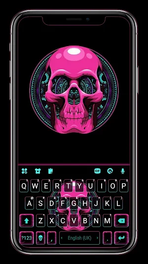 Pink Skull Pattern Keyboard Background Screenshot 0