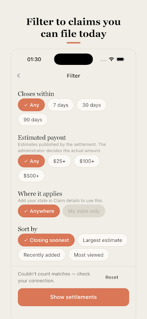 Class Action Claims - PaytoMe Screenshot 1