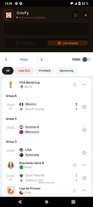 CricFy: Soccer Live Scores Screenshot 1