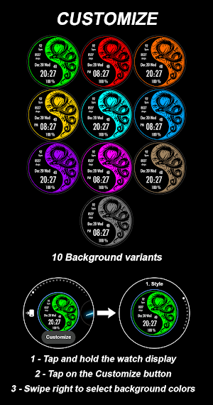 EY20 Yin Yang Dragon WatchFace Screenshot 3