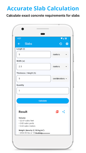 Concrete Calculator Screenshot 1