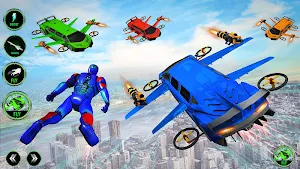 Flying Police Limo Car Transform Robot Games Screenshot 1