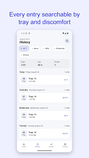 Aligner & Retainer Wear Log Screenshot 1
