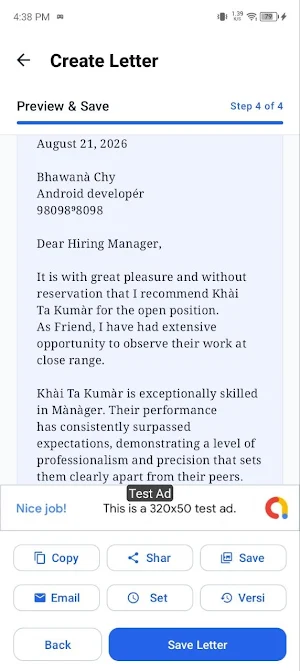 Recommendation Letter Maker Screenshot 2
