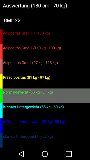 BMI and Kcal calculator Screenshot 2