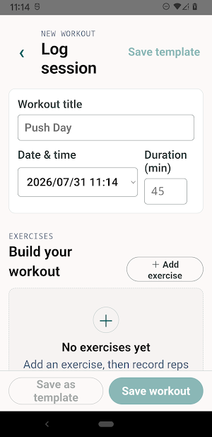 FitLog Workout Notes Screenshot 3